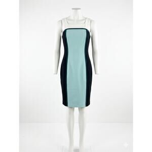 WHBM White House Black Colorblock Sheath Dress Mint Aqua Teal Black Size 6